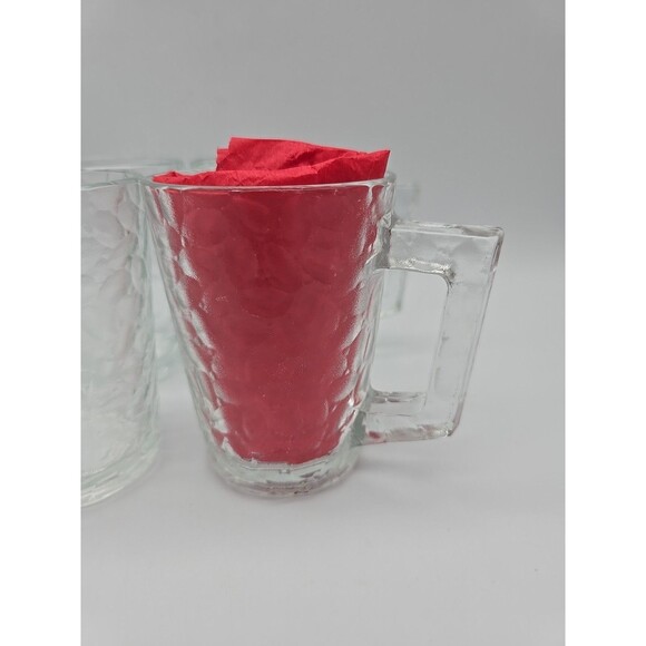 Arcoroc Pebbled Glass Mugs Pebble Pattern Coffee Tea Cup 4 Pcs France Vtg - Picture 3 of 8